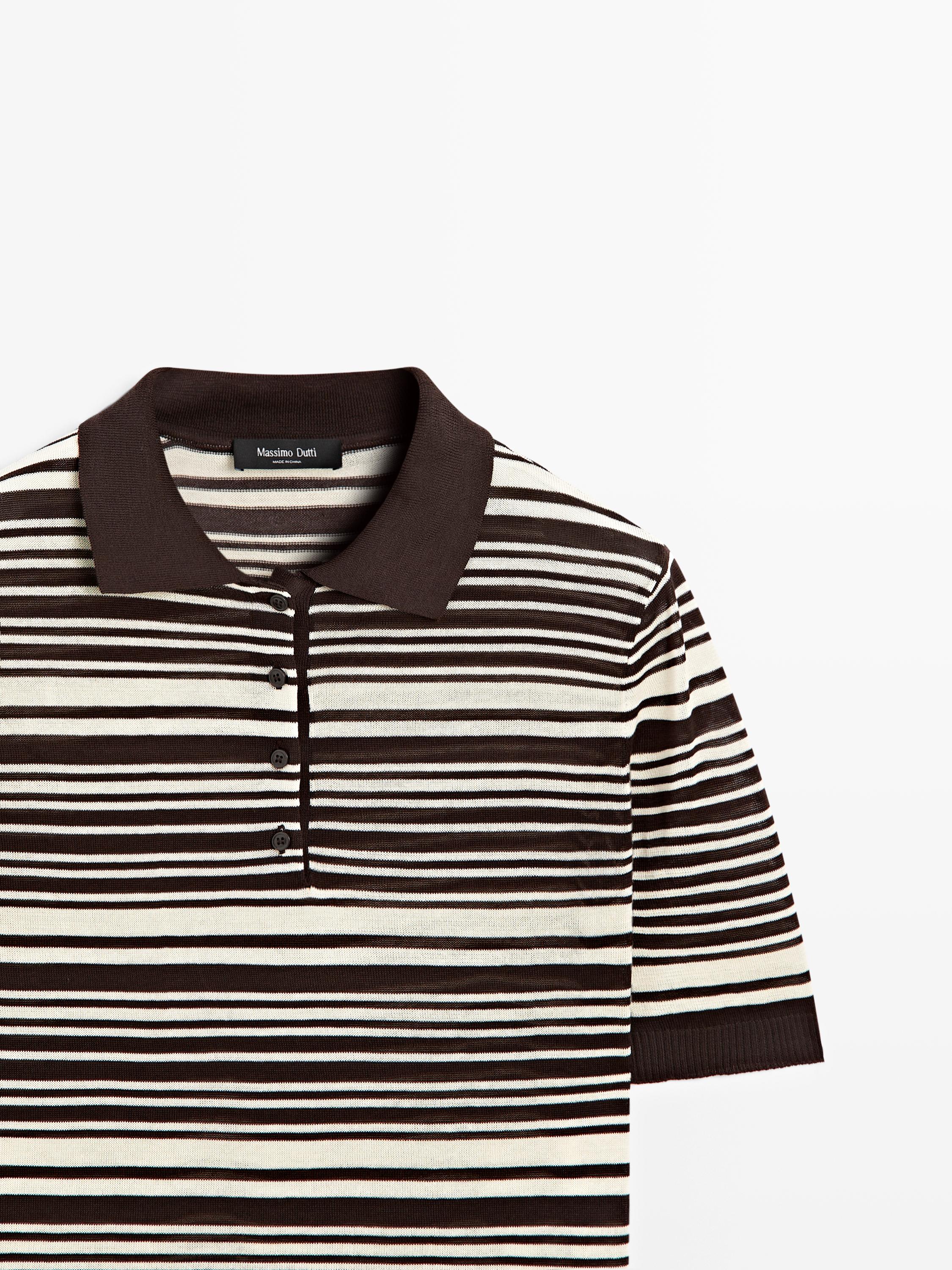 Polo à rayures en maille 100 % coton